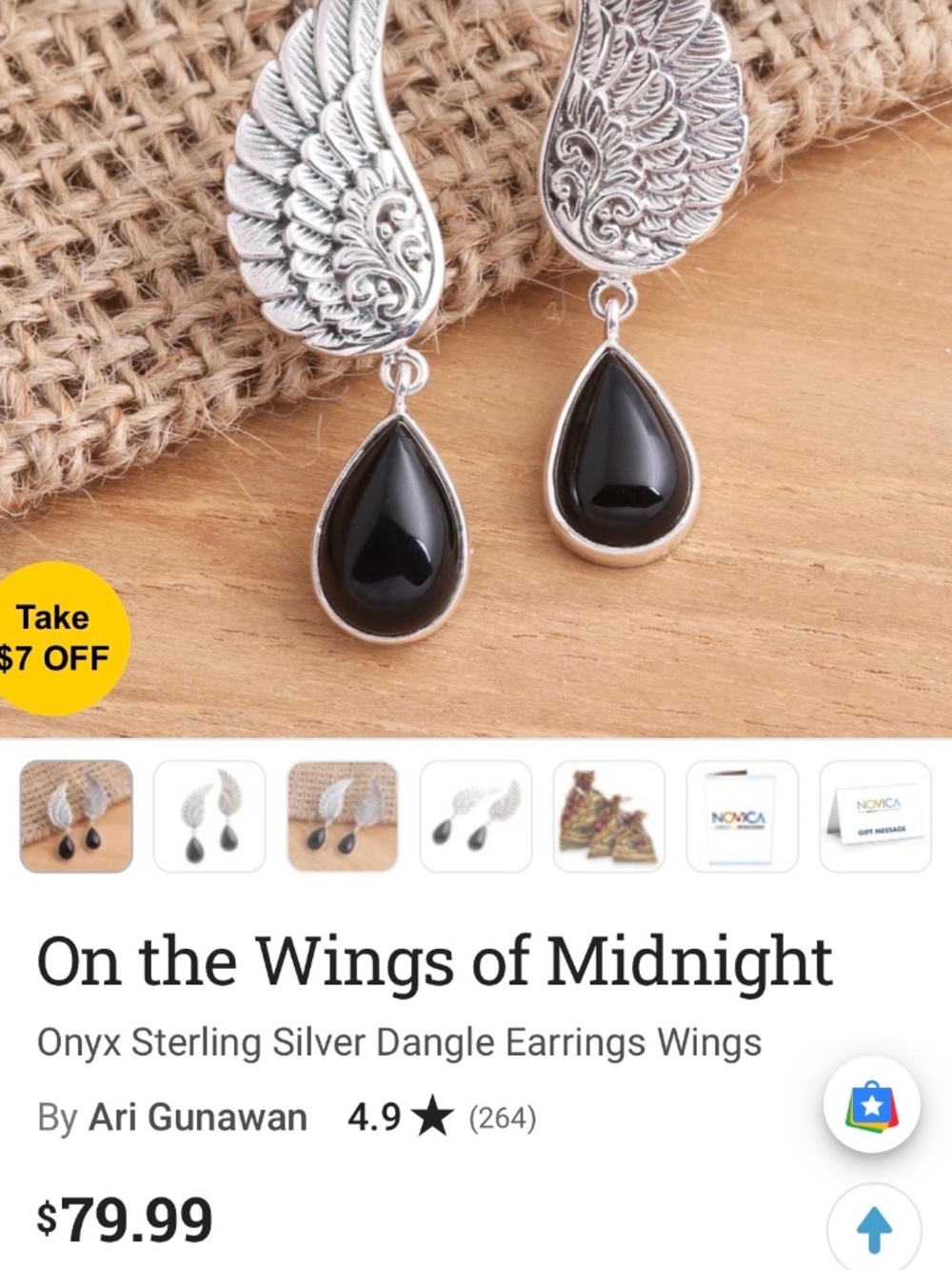 Angel or Bird Wing Sterling Silver Gemstone Drop Earrings